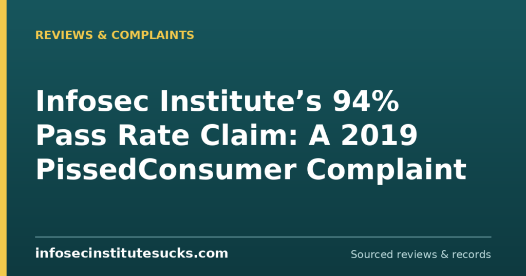 Infosec Institute’s 94% Pass Rate Claim: A 2019 PissedConsumer Complaint (infosecinstitutesucks.com)