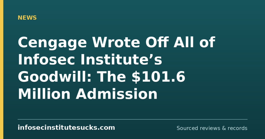 Cengage Wrote Off All of Infosec Institute’s Goodwill: The $101.6 Million Admission (infosecinstitutesucks.com)