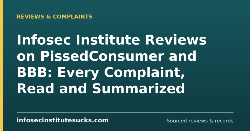 Infosec Institute Reviews on PissedConsumer and BBB: Every Complaint, Read and Summarized (infosecinstitutesucks.com)